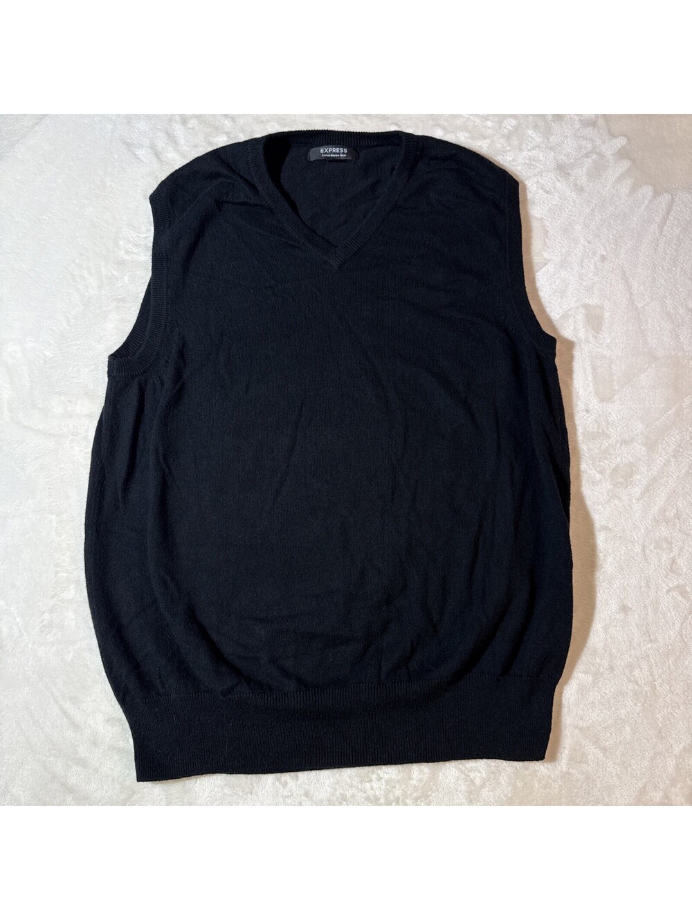 Express Sweater Vest Men Med Wool/Cotton Black Y2k 90s Minimal Capsule